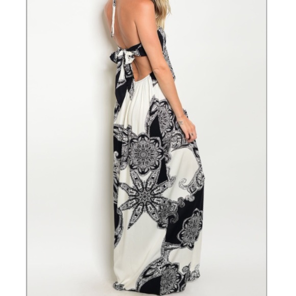 Black and ivory floral maxi dress - Picture 4 of 5